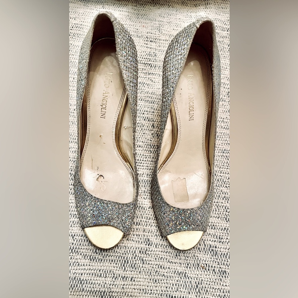 Enzo Angiolini metallic  Rhinestones women’s  pump heels